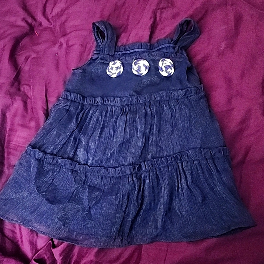 Navy blue with white & blue flowers